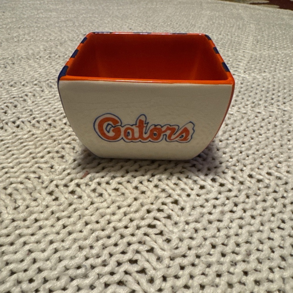 University of Florida Gators Ceramic Bowl Orange & Blue Square Dish